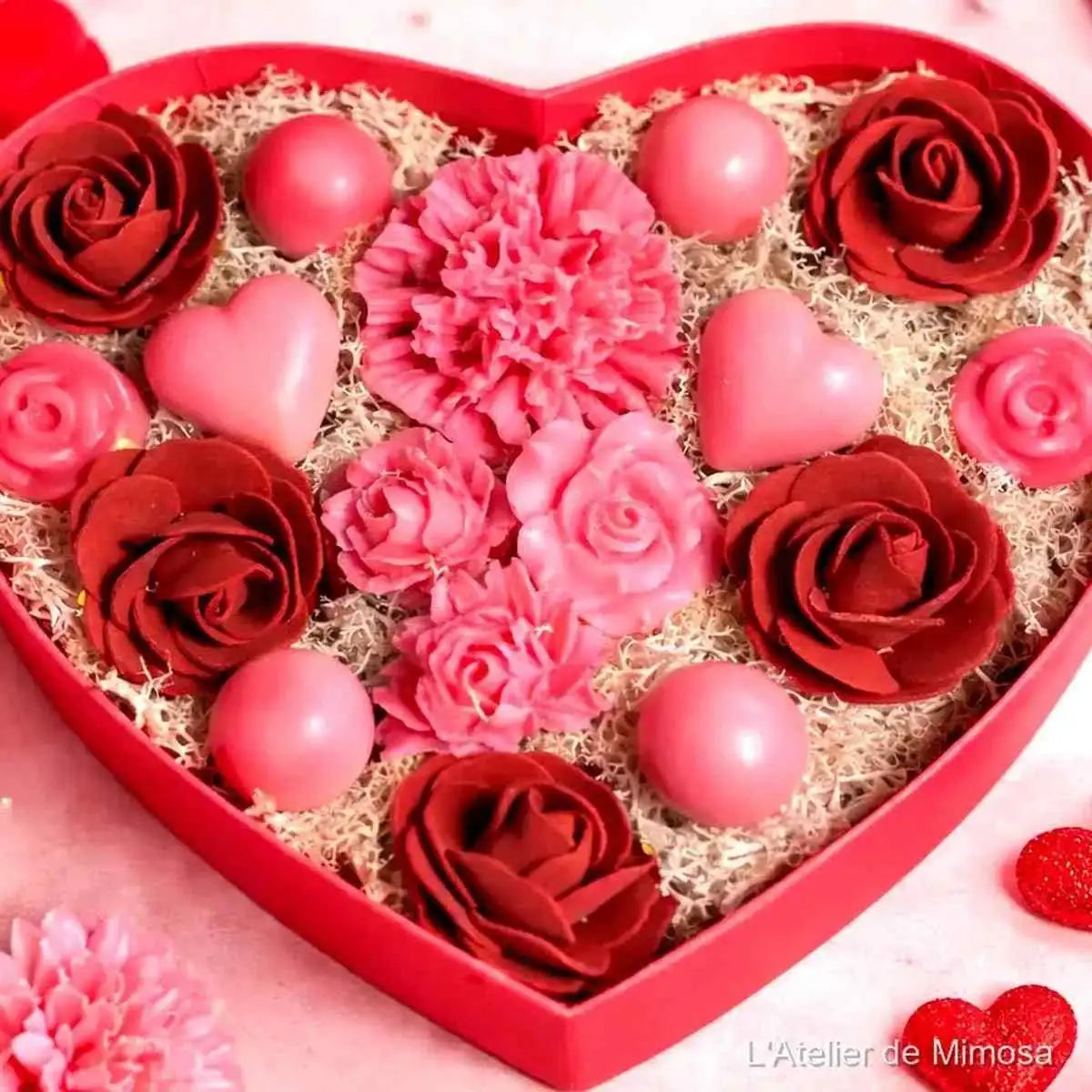 Coffret fondants parfumés romantique rose pâle, fait main