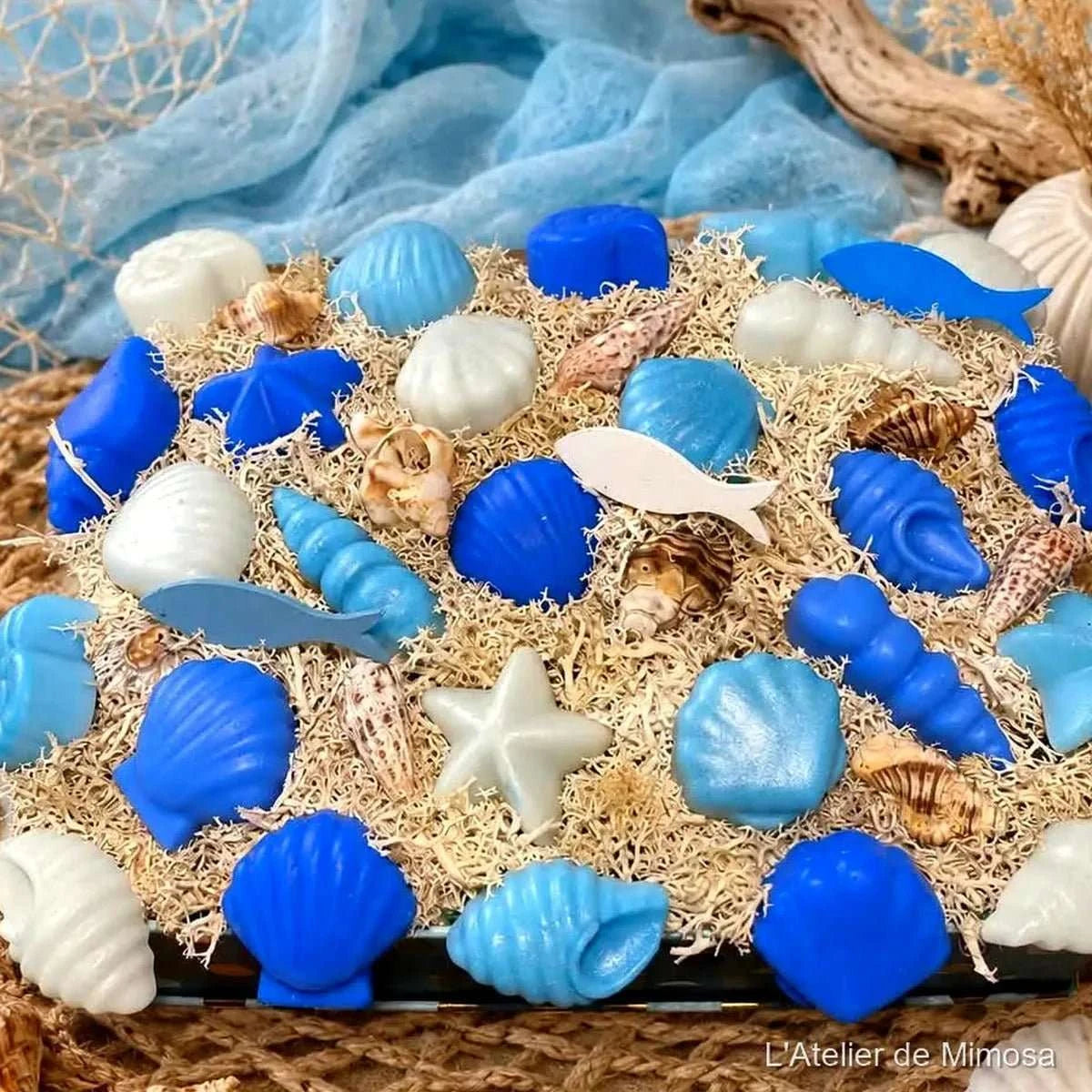 Plateau fondants parfumés bord de mer coquillages, décoration artisanale