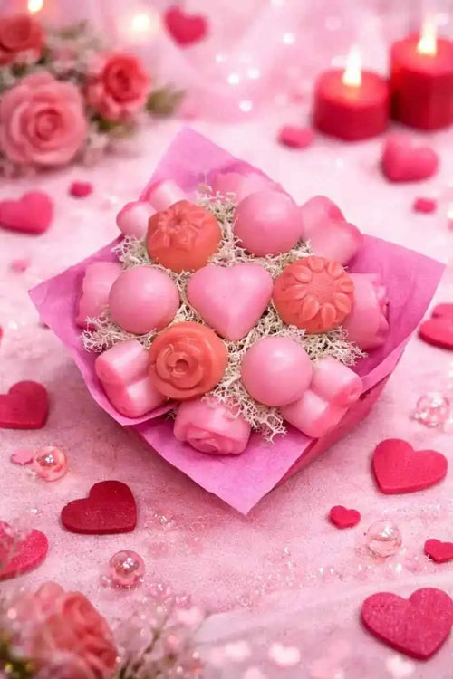 Mini bouquet fondants parfumés rose, décoration artisanale florale