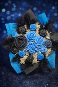 Bouquet fondants parfumés élégance noir et bleu, fait main