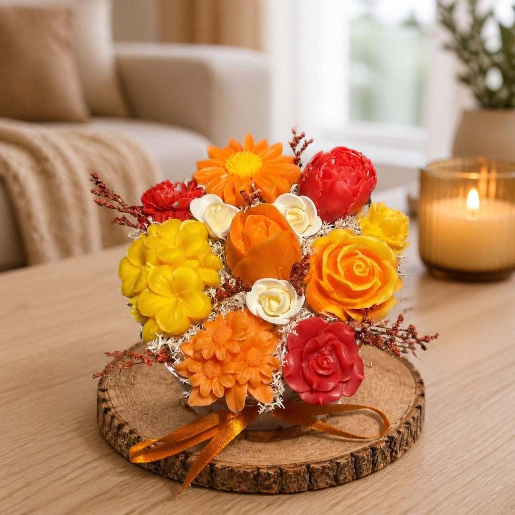 Bouquet Automne Doré de fondants dans un salon