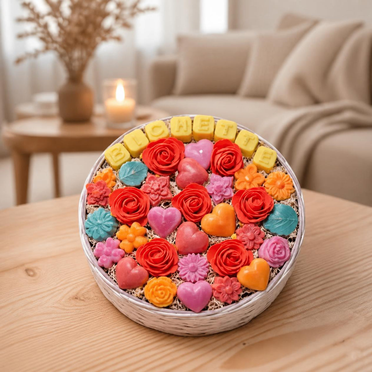 Coffret Bichette de fondants dans un salon