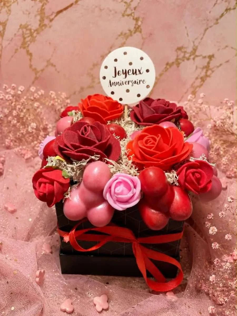 Box EVJF fondants parfumés et roses artisanales, coffret personnalisable