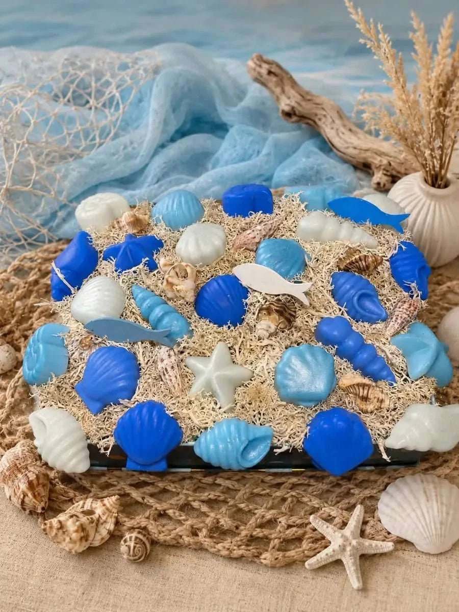 Plateau fondants parfumés bord de mer coquillages, décoration artisanale