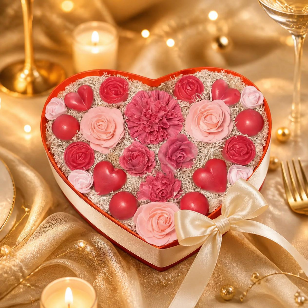 Coffret Cœur fondants rouge et rose en idée cadeau