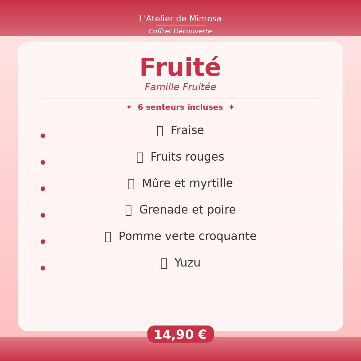 Coffret Découverte Fruité – 6 Fondants Parfumés Artisanaux L'Atelier de Mimosa