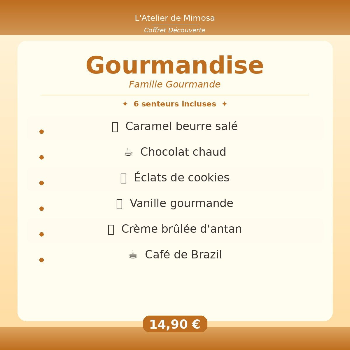 Coffret Découverte Gourmandise – 6 Fondants Parfumés Artisanaux L'Atelier de Mimosa