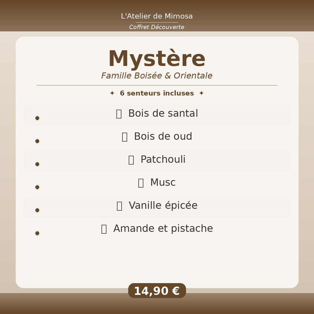 Coffret Découverte Mystère – 6 Fondants Parfumés Artisanaux L'Atelier de Mimosa