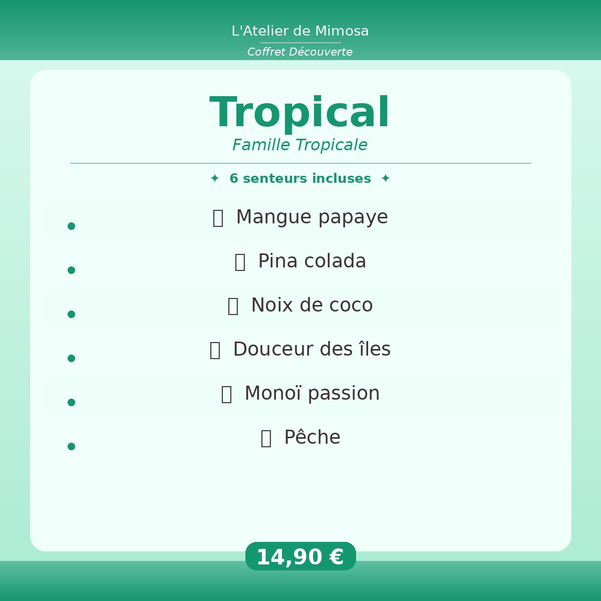 Coffret Découverte Tropical – 6 Fondants Parfumés Artisanaux L'Atelier de Mimosa