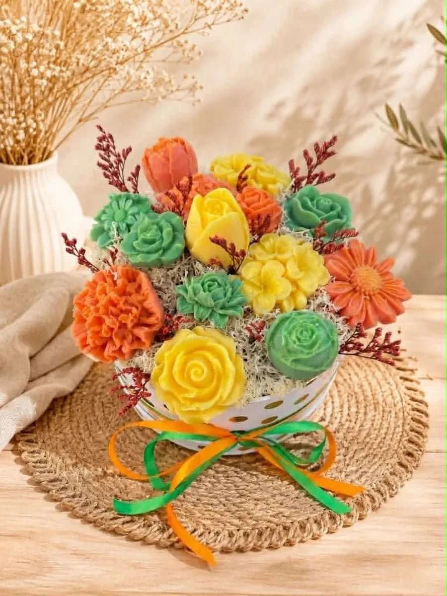 Bouquet fondants parfumés fleurs printanières, décoration artisanale