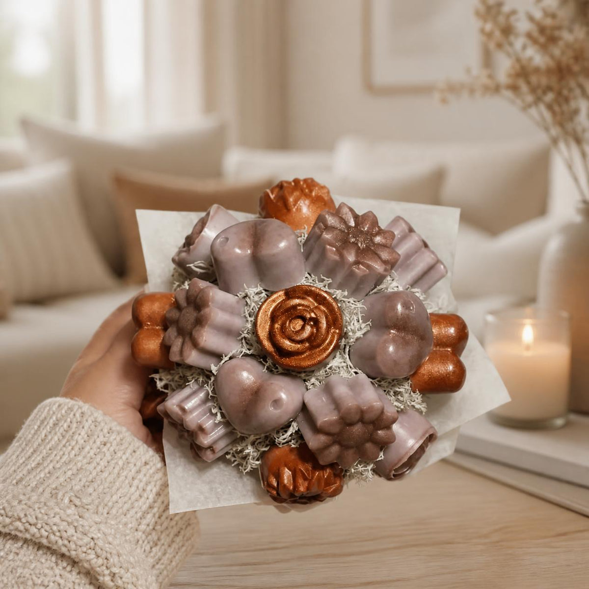 Mini bouquet de fondants Cocooning dans un salon