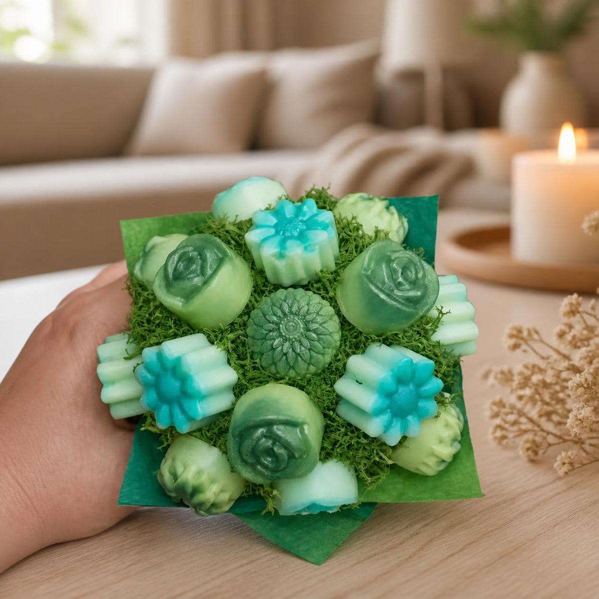 Mini bouquet de fondants Fraîcheur dans un salon