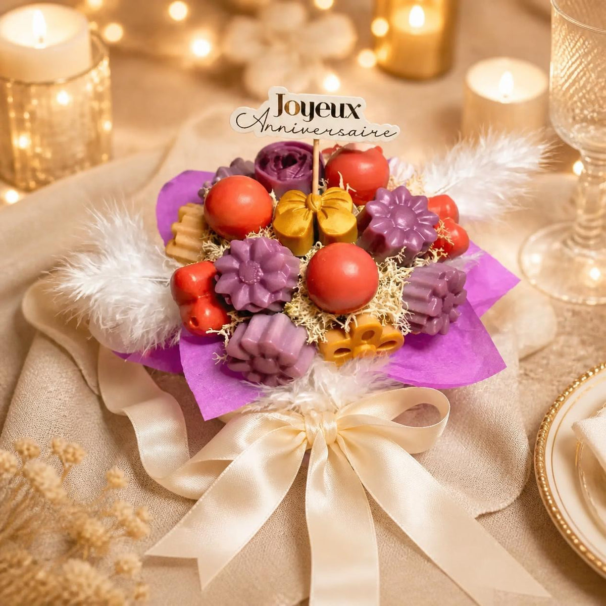 Mini bouquet de fondants Anniversaire Gourmand en idée cadeau
