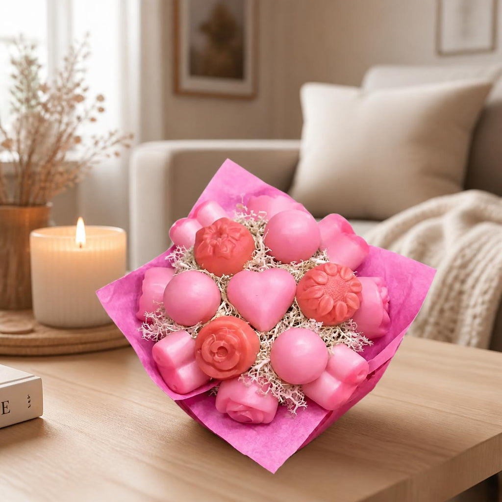 Mini bouquet de fondants Rose dans un salon