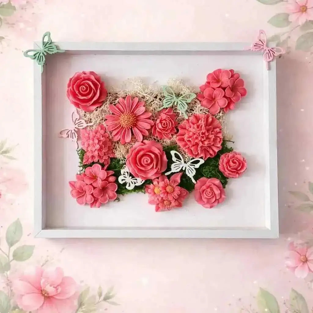 Cadre floral fondants parfumés, décoration murale artisanale